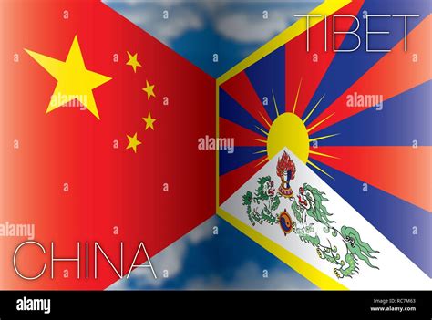 China Versus Tibet Flags Vector Illustration Stock Vector Image And Art