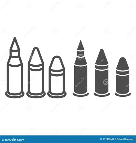 Bullets Line And Glyph Icon Caliber Vector Illustration Isolated On