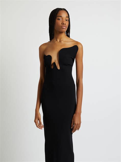 Christopher Esber Salacia Wire Column Strapless Dress Black