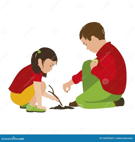 Kids Planting Seeds Cartoon