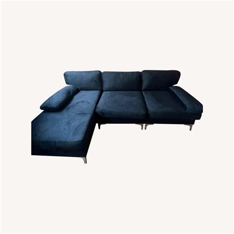 Black Velvet Sectional Sofa - AptDeco