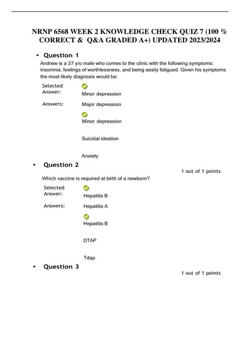 Nrnp Week Knowledge Check Quiz Correct Q A Graded A