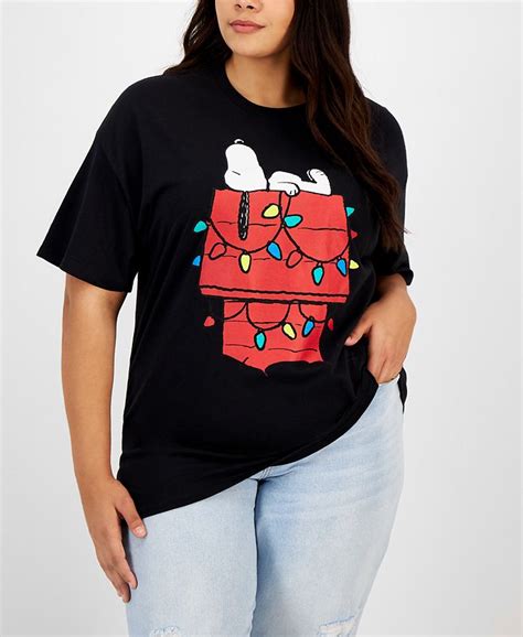 Love Tribe Trendy Plus Size Snoopy Lights T Shirt Macys