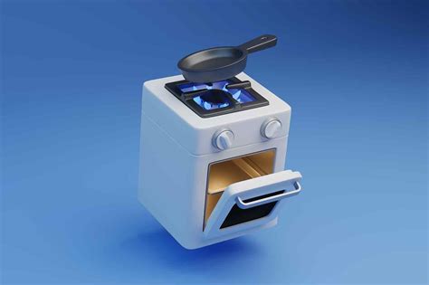 Modern Gas Stove With Blue Flame 3d Icon