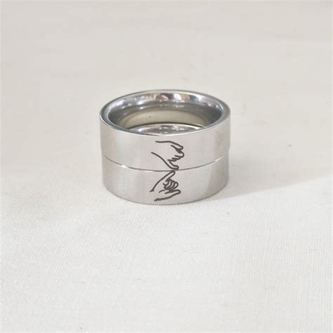 Personalised Pinky Promise Couples Rings Stainless Steel 4 6mm Pinky Swear Best Friend Rings