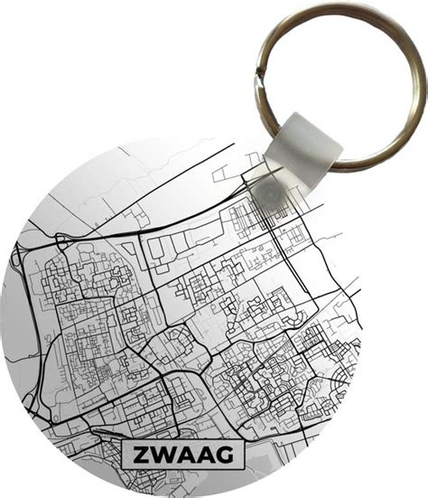 Sleutelhanger Plattegrond Zwaag Kaart Stadskaart Plastic