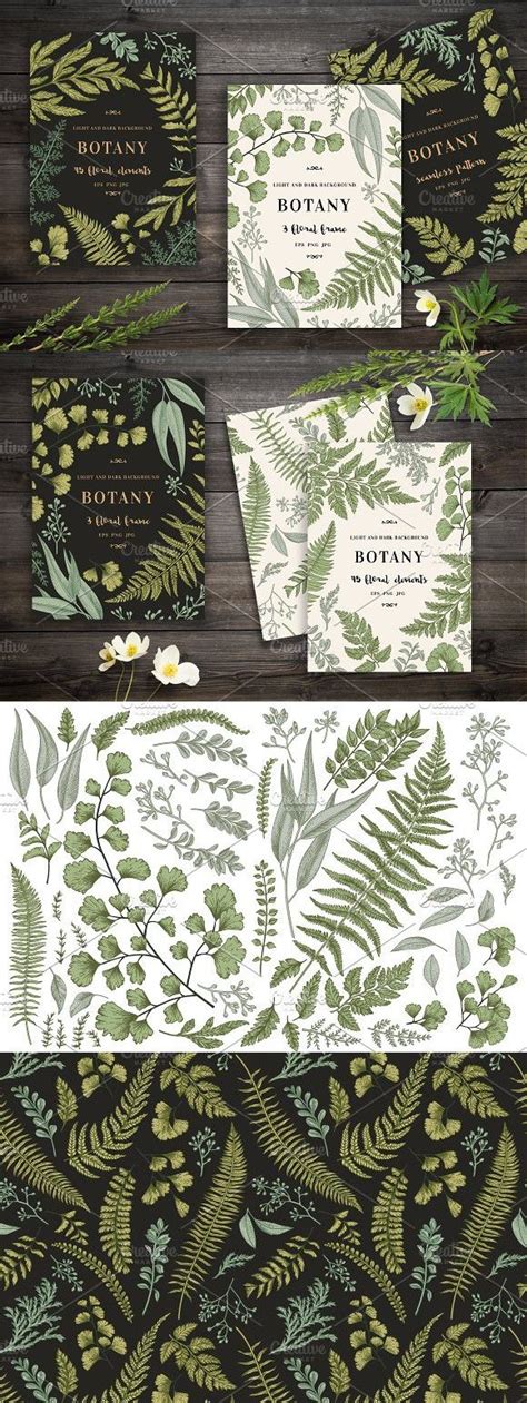 Botanical Cards Set With Leaves Wedding Card Templates Cards