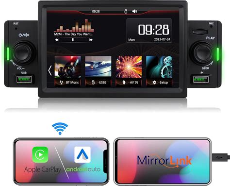 Hizpo 5 Inch Single Din Car Stereo Wireless Apple CarPlay Android Auto