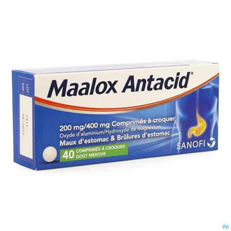 Maalox Antacid 200400 Mg 40 Cpr Pharmacie Online