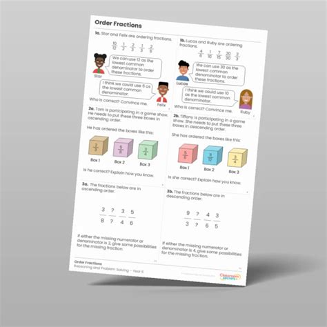 Order Fractions Reasoning And Problem Solving Resource Classroom Secrets