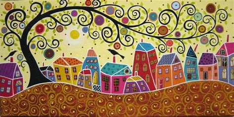 Houses Birds And A Tree By Karla Gerard ArtWanted