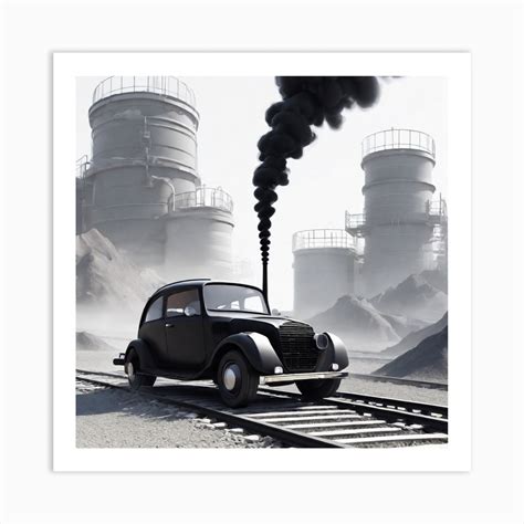 Old Car On Train Tracks Art Print by Pat4U - Fy