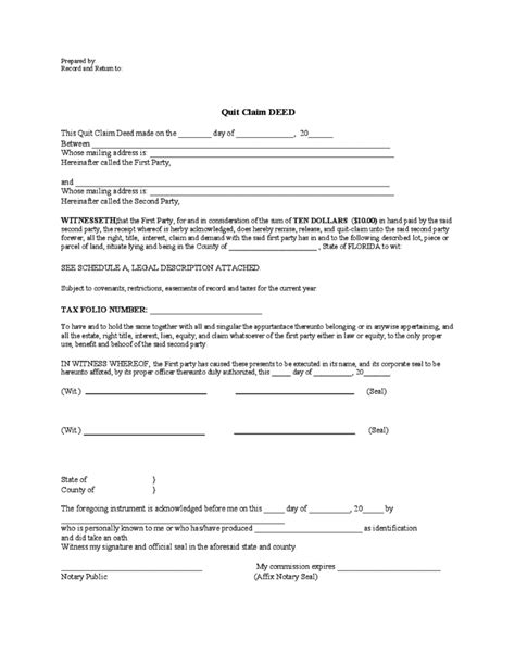 Quitclaim Deed Template Florida Free Download