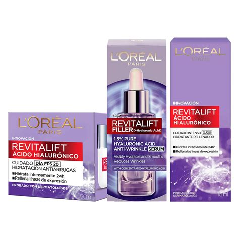 Pack Loréal Revitalift Con Ácido Hialurónico Crema Sérum Contorno