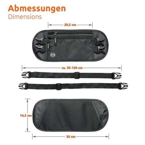 Gürteltasche Bauchtasche Hüfttasche flach RFID Blocker Damen Herren