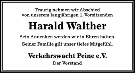 Traueranzeigen Von Harald Walther Trauer Anzeigen De