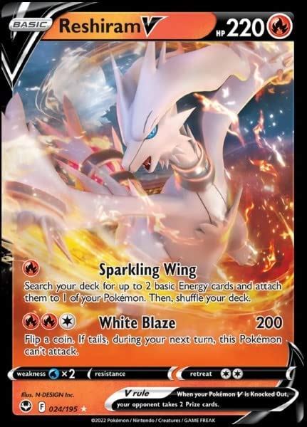 Reshiram V 24195 Silver Tempest Tarjeta Pokémon Ultra Rara Holo