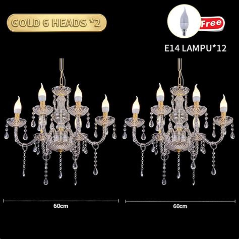 Jual Ready Stock Elegan Home Lampu Gantung Kristal Akrilik Isi 6 8 8