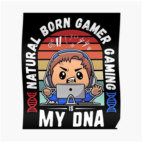 Natural Born Gamer Gaming Is My Dna Funny Gamer Boy Anime Gift