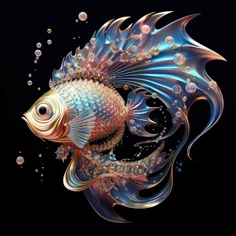 Surreal Fantasy Betta Fish Made Of Intricate Jewels And Gemstones