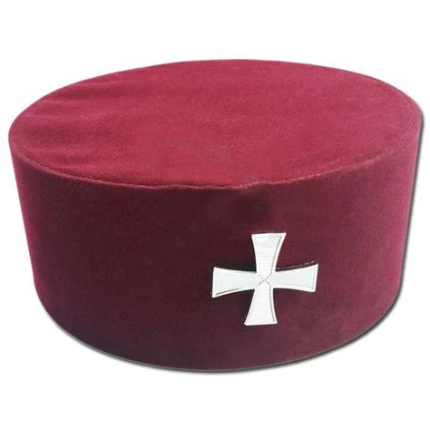 Knights Templar English Regulation Crown Cap Maroon Velvet With Cross