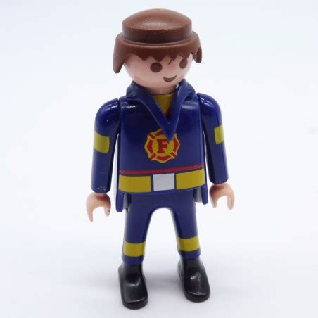 Playmobil Homme Pompier Bleu Et Jaune