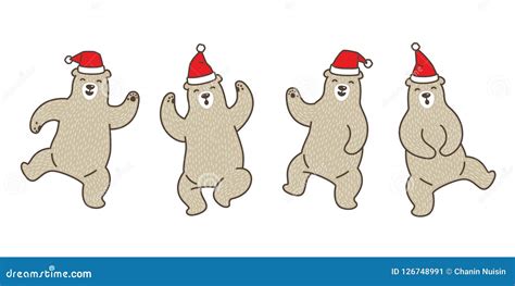 Bear Vector Polar Bear Christmas Santa Claus Dance Cartoon Character