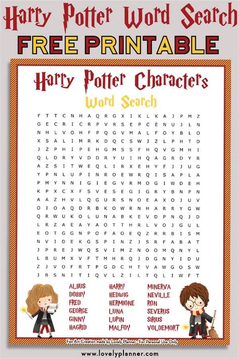 Harry Potter Characters Word Search