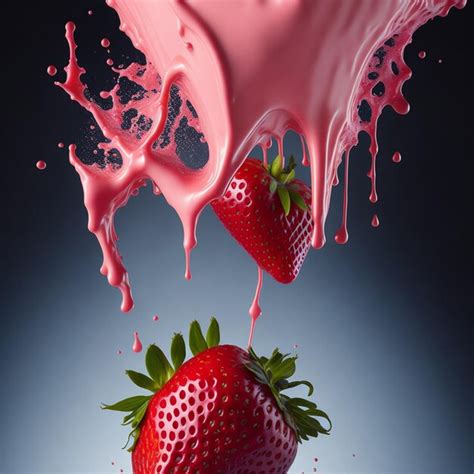 Premium Photo Strawberry Falling Into Milk