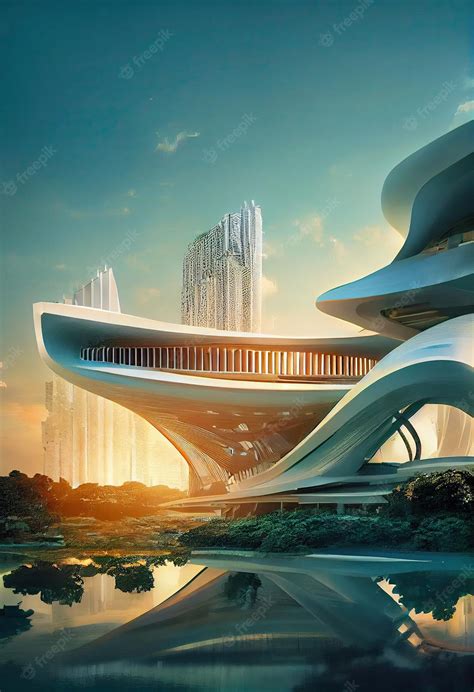 Premium Photo Futuristic Architecture Design By The Like Generated By