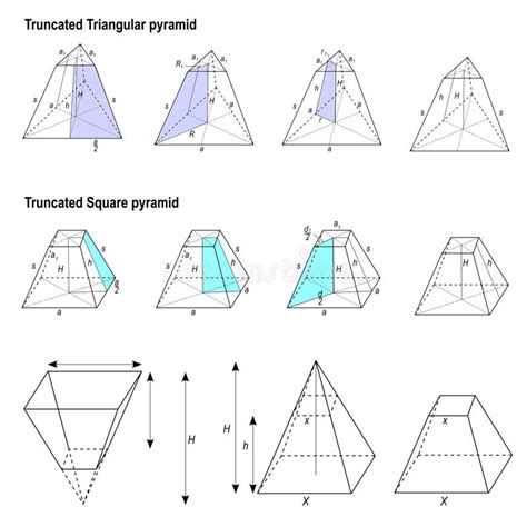 Truncated Square And Truncated Triangular Pyramids Stock Vector