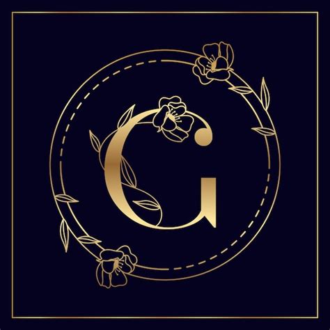 G Golden Initial Floral Luxo E Logotipo Elegante Vetor Premium