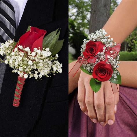 Boutonnieres Wrist Corsages 16 Pack Prom Flowers Corsage Red