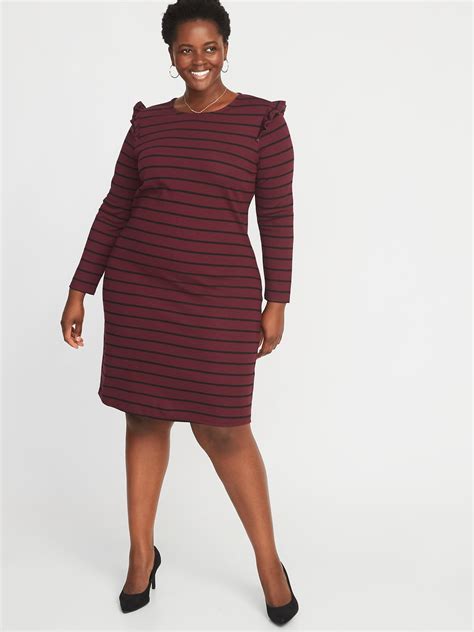 Plus Size Ruffle Trim Ponte Knit Shift Dress Old Navy Knit Shift