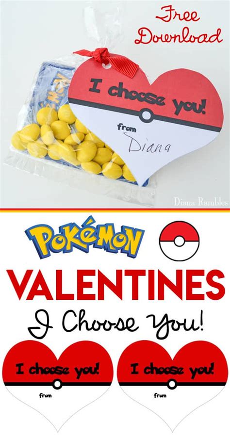 Free Heart Shaped Pokémon Valentine Cards Printable