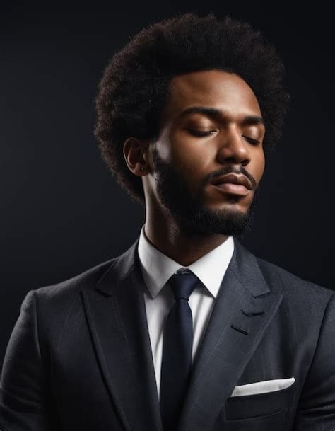 Portrait Of A Confident Successful Afro American Man With Closed Eyes