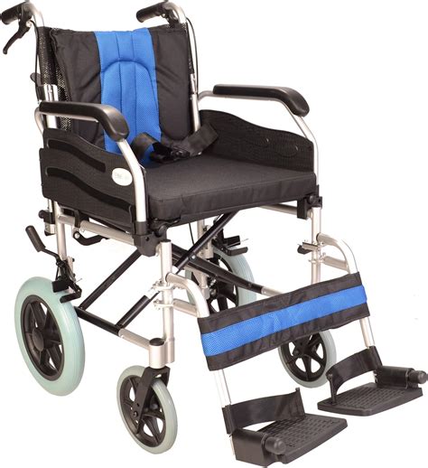 Lightweight Folding Deluxe Aluminium Transit Wheelchair With Handbrakes