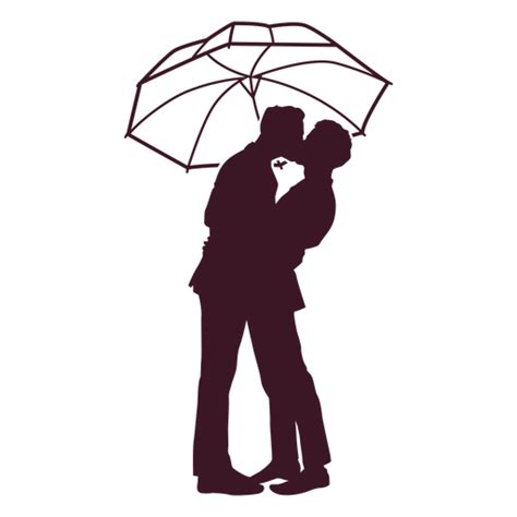 Couple Kissing Silhouette Umbrella Clip Art