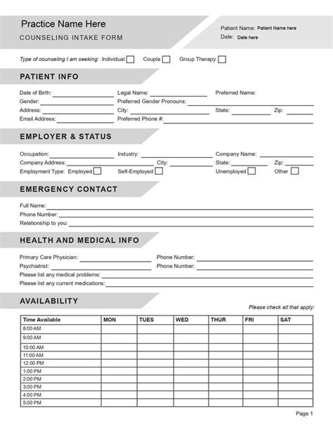 Counseling Intake Form Editable Pdf Template Template Printable