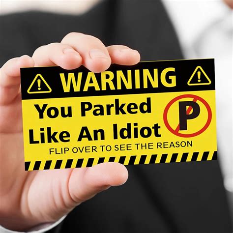 Funny Parking Violation Cards You Parked Like An Idiot Cards Bad Parking Cards Tp Punishing