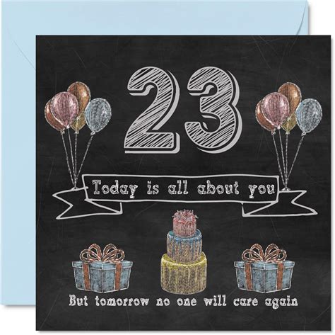 Amazon.com : Funny 23rd Birthday Cards for Men Woman - Chalk Blackboard - Happy Birthday Card ...