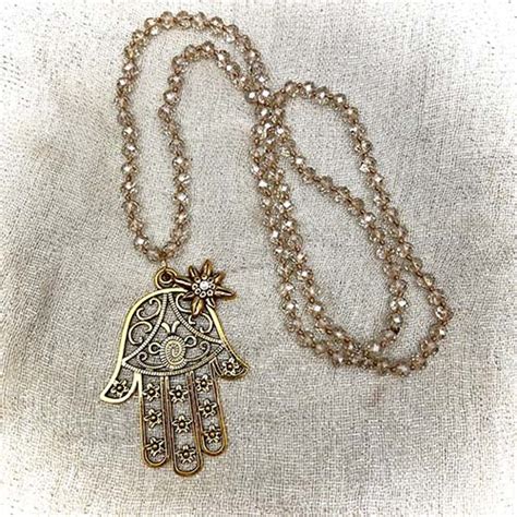 Gold Plated Hamsa Beaded Necklace Rachel Maddox Designs