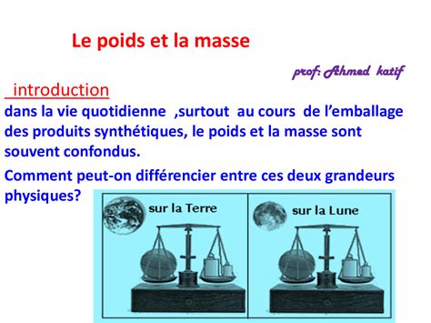 Le Poids Et La Masse Cours Ppt Alloschool