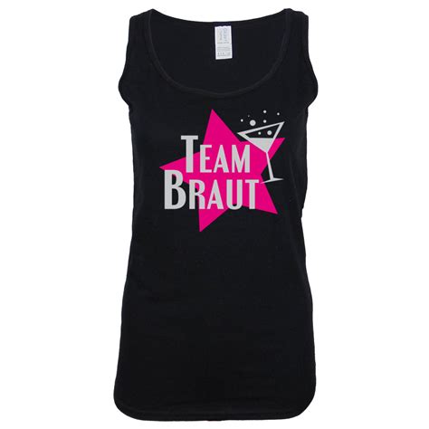 Jga Tank Top Team Braut Schwarz Mit Pinkem Stern