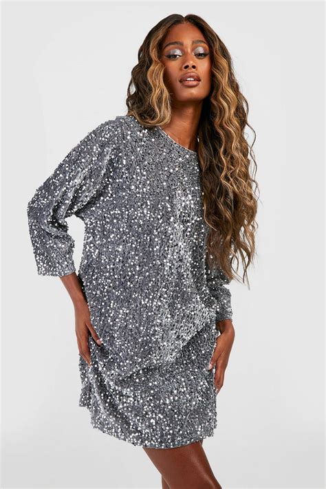 Sequin Batwing Shift Dress Boohoo Uk