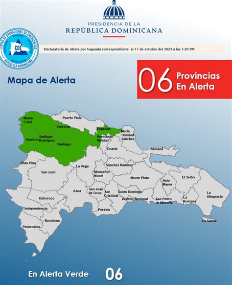 Coe Coloca 6 Provincias En Alerta Verde