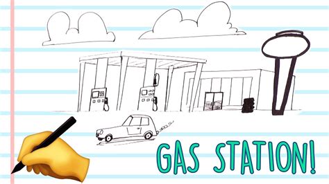 How To Draw A Gas Station Youtube