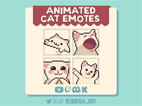 White Cat Animated Emote Bundle Handmade Pixel Art Emotes Bongo