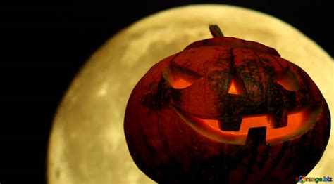 Halloween pumpkin in the night sky with the moon free image - № 46156