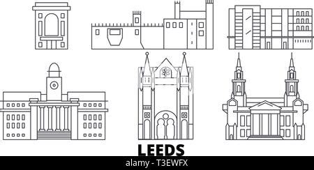 England Leeds Architecture Line Skyline Illustration Linear Vector